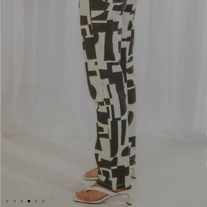 Peppermayo high waisted geometric print, denim pant. US 12/L with slight stretch